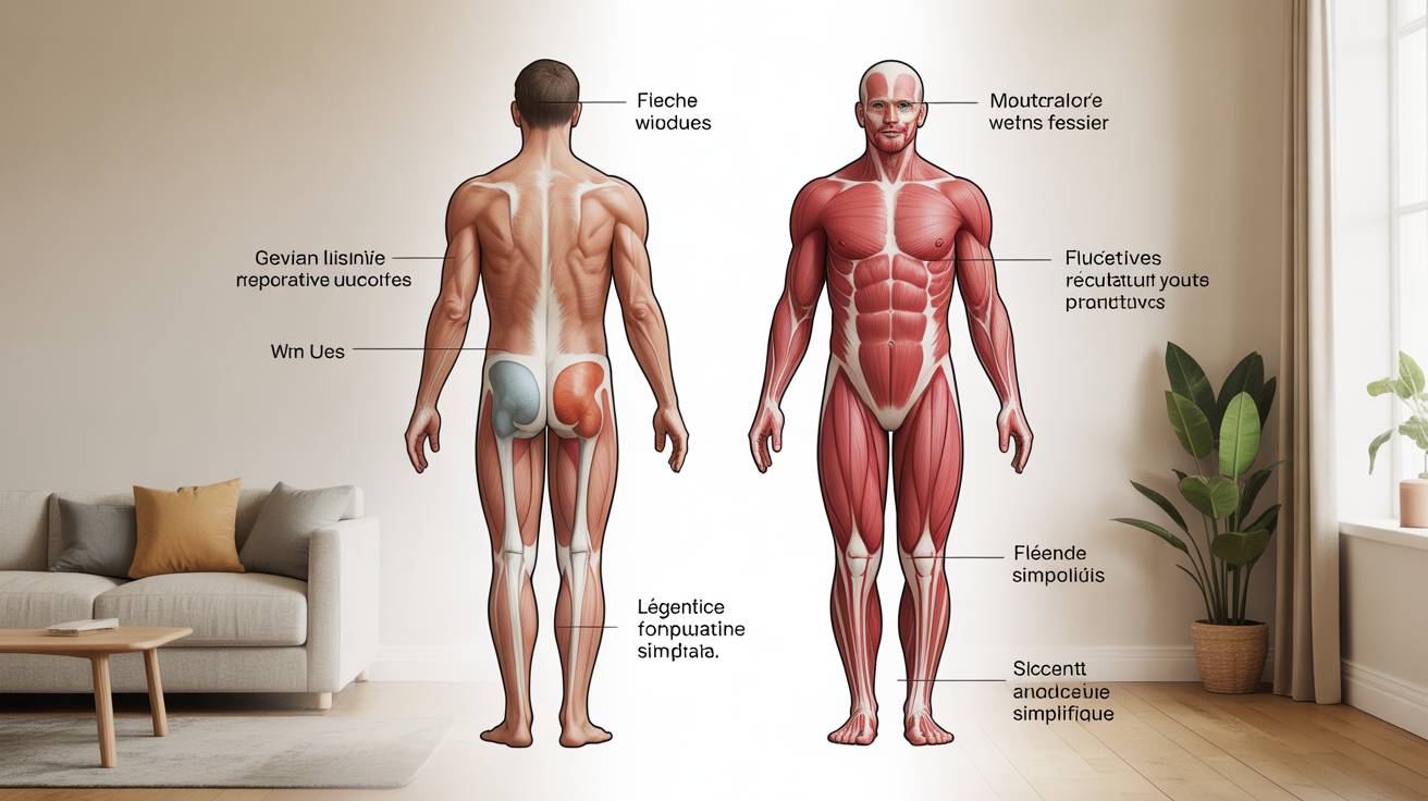 Schéma anatomie fessiers grand moyen petit