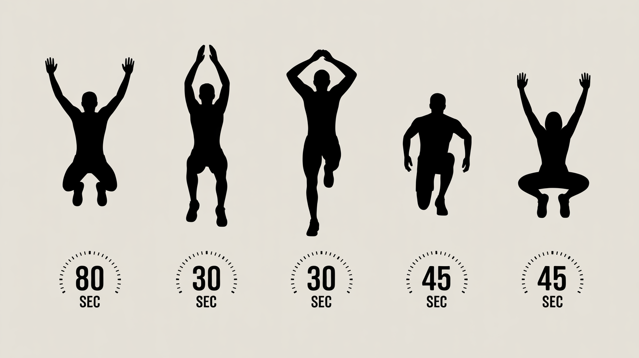 exercices cardio maison debutant silhouettes chronometre