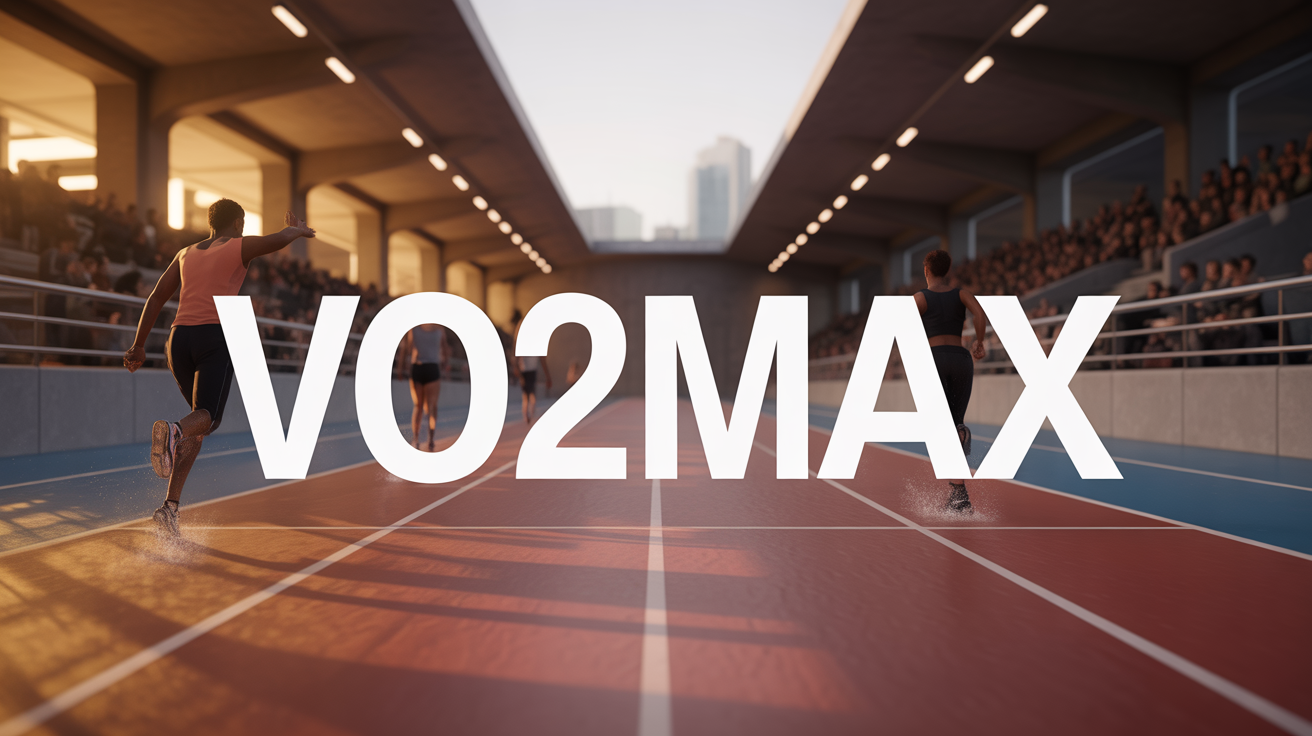 VO2max piste athlétisme et chiffres digitaux silhouettes course