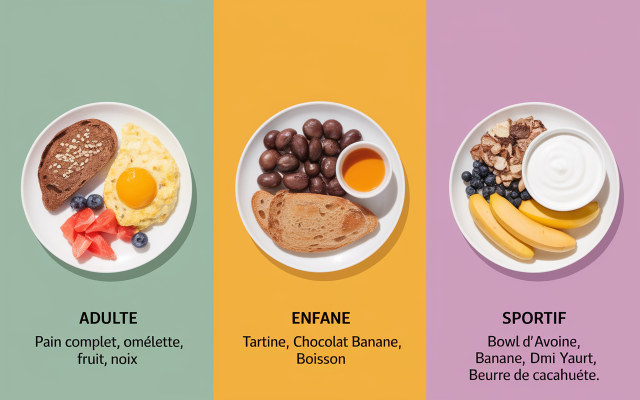 Plateaux petit-dejeuner adulte enfant sportif