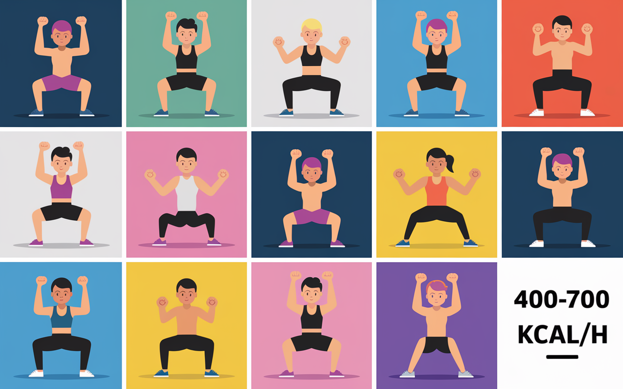 exercices sport a la maison, calories, tableau