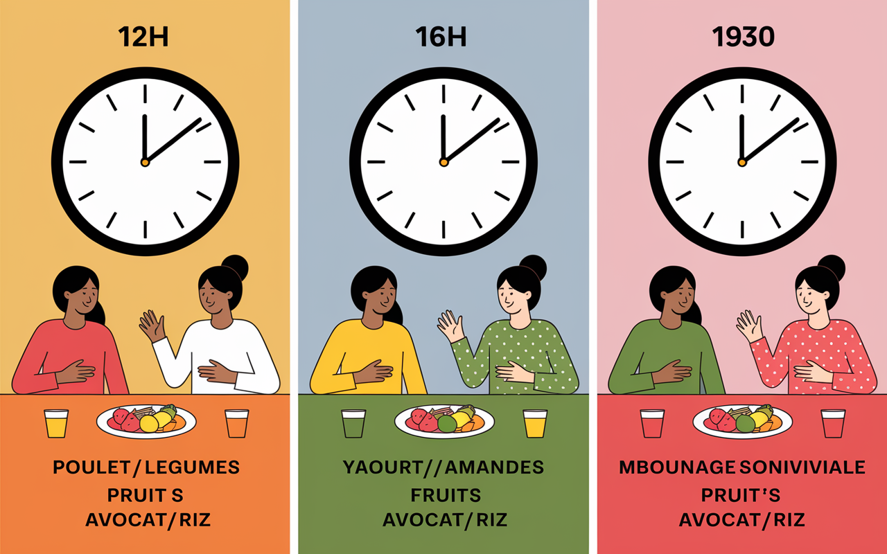 horaires menu jeune intermittent 16 8 poulet tofu yaourt