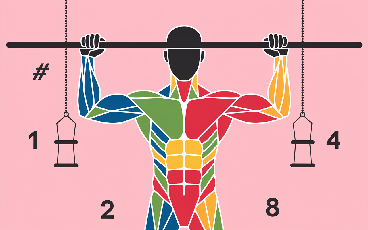 Schéma muscles sollicités lors des tractions, vue latérale