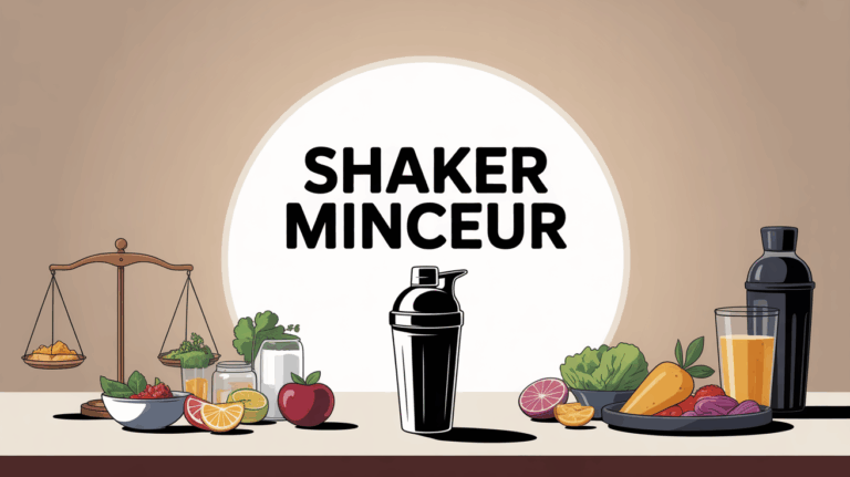 shaker minceur stylisé et aliments variés