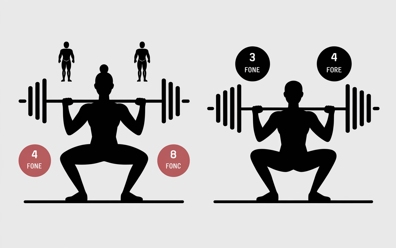 tableau comparatif front squat back squat muscles force