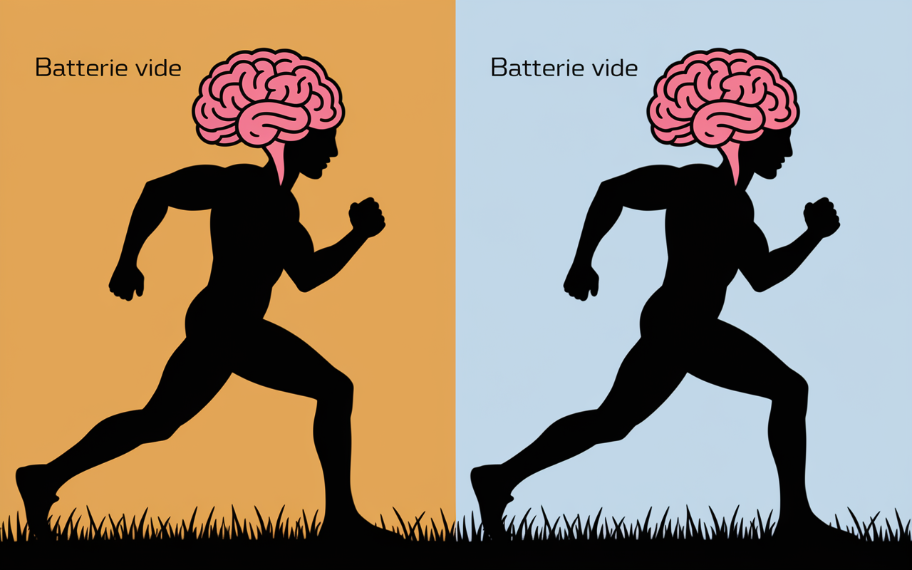 silhouette fatigue cerveau batterie vide triglycerides bas