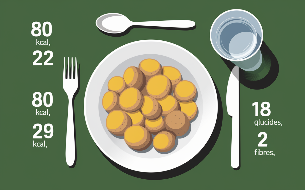 Assiette pomme de terre calories glucides fibres infographic