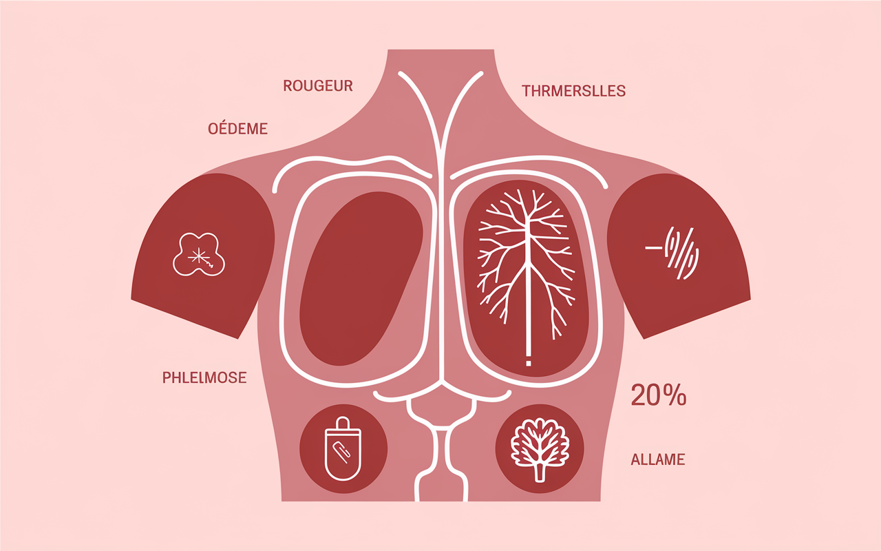 tableau causes veine du bras gonflée phlébite thrombose