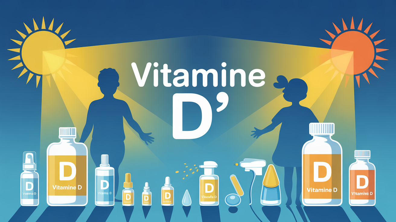 visuel flacons vitamine d silhouettes adultes enfants