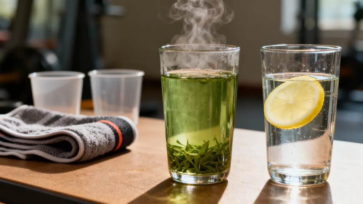 Verres de thé vert et eau citronnée boisson minceur efficace