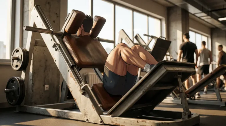 Hack squat sur machine moderne salle de musculation