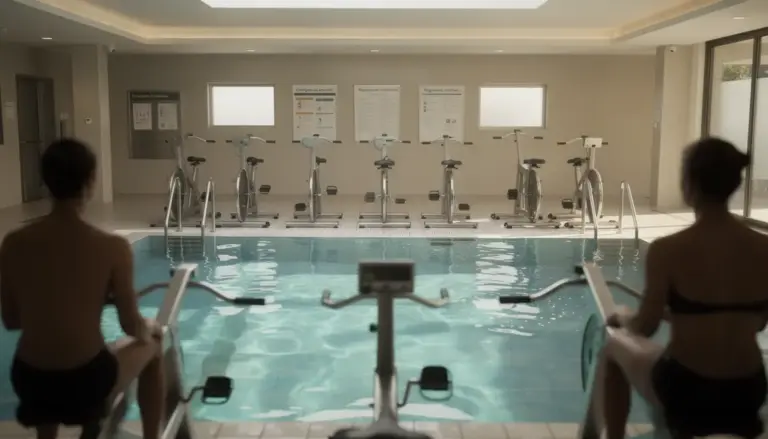 aquabike avis négatif piscine silhouettes en attente