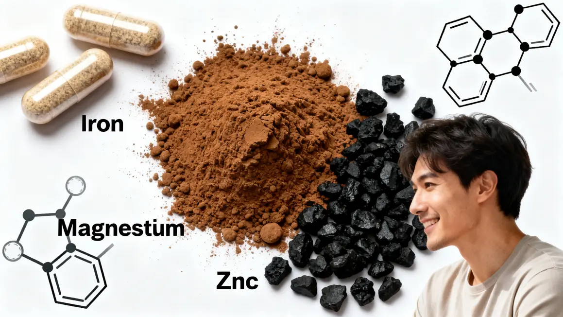 Tableau capsules poudre shilajit minéraux