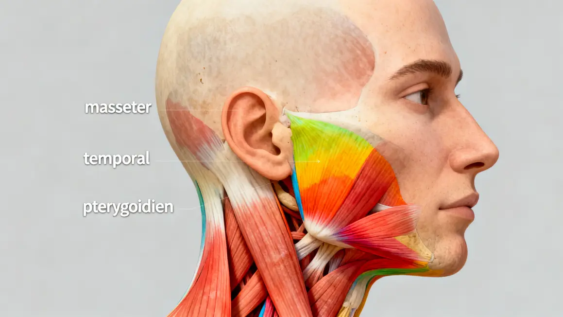 Zones muscles masseter temporal pterygoidien visage
