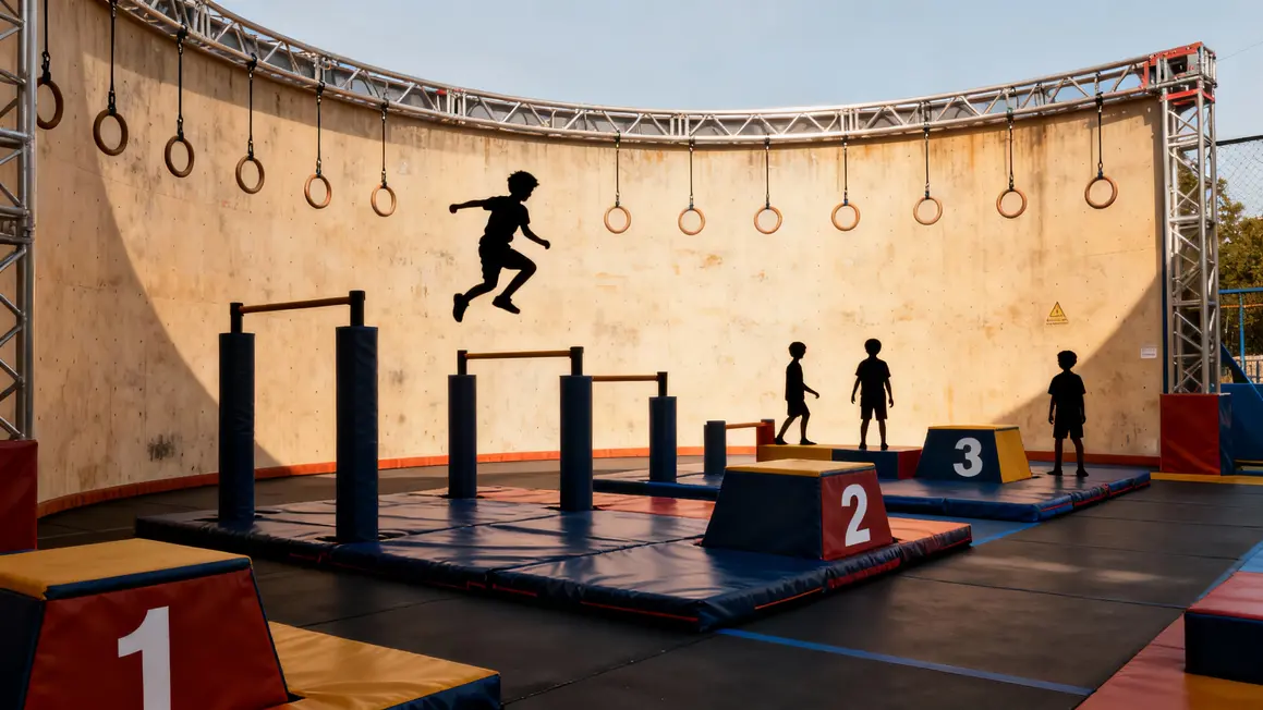 Parcours emblematiques Ninja Warrior Cannes mur courbe enfants