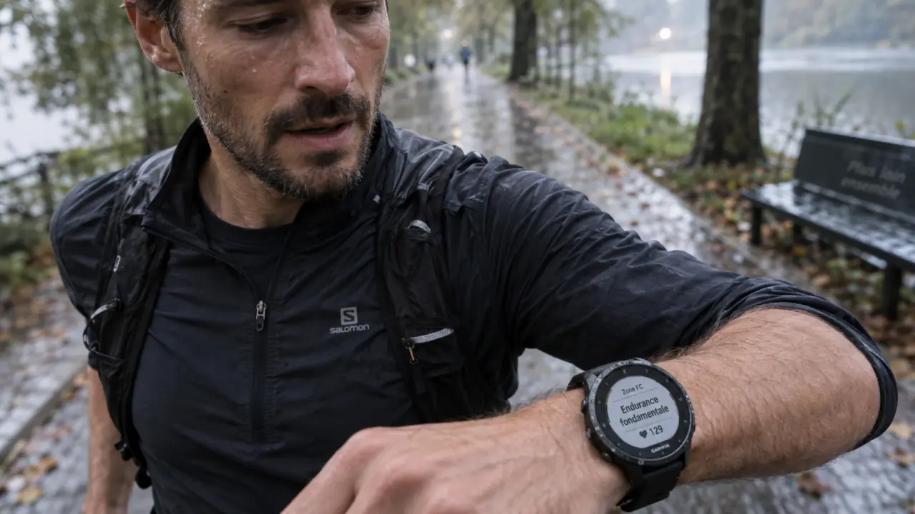 Frequence cardiaque endurance fondamentale sous 70% FC max sur montre GPS