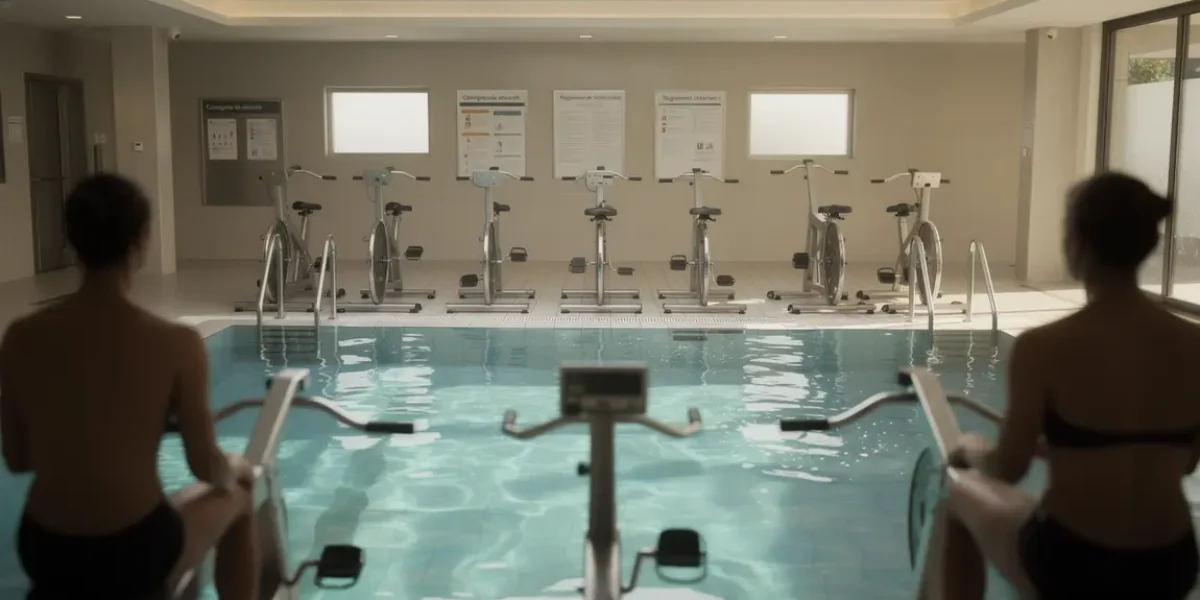 aquabike avis négatif piscine silhouettes en attente
