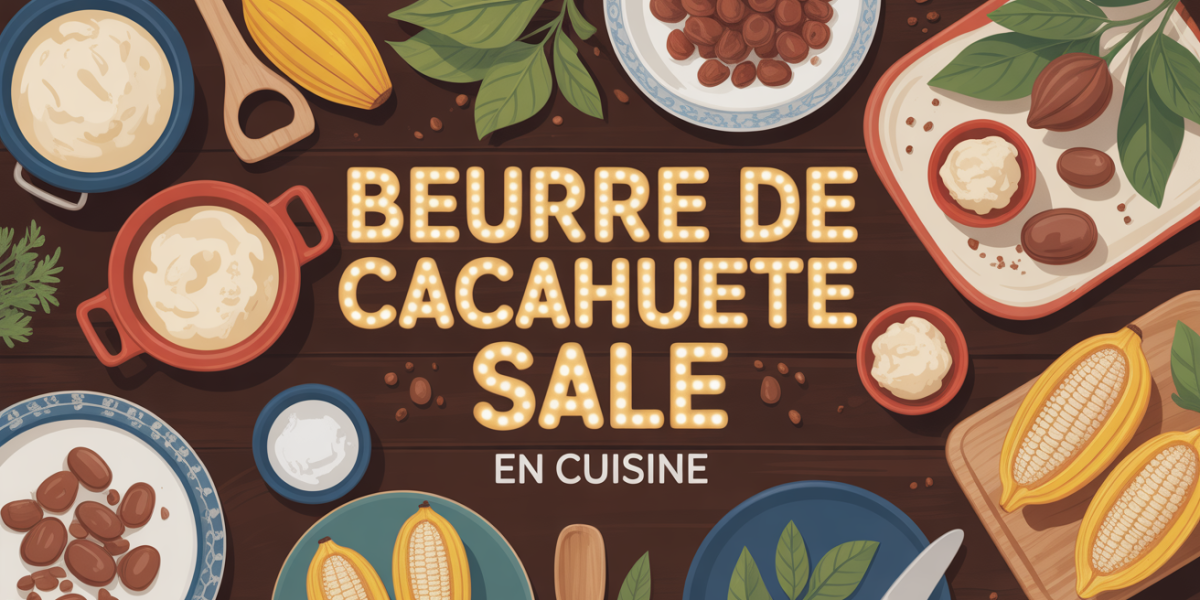 Table avec pots de beurre de cacahuète salé et plats