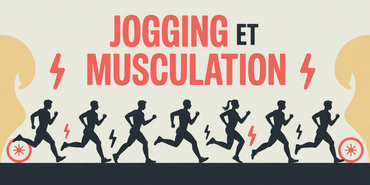 Silhouettes sportives jogging et musculation energie