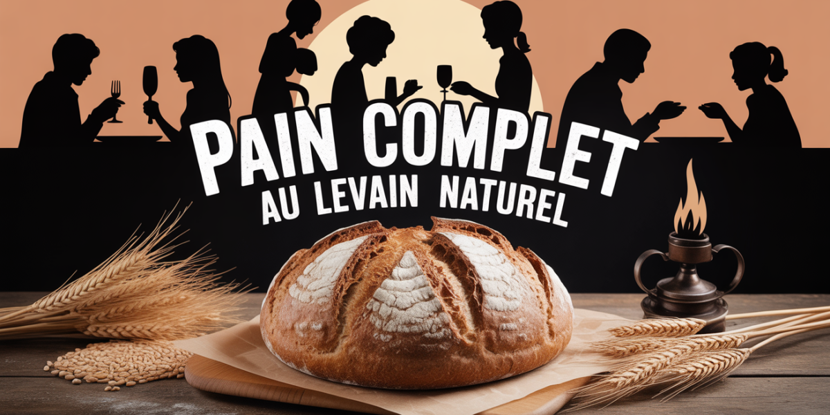 miche de pain complet levain naturel sur table, partage familial