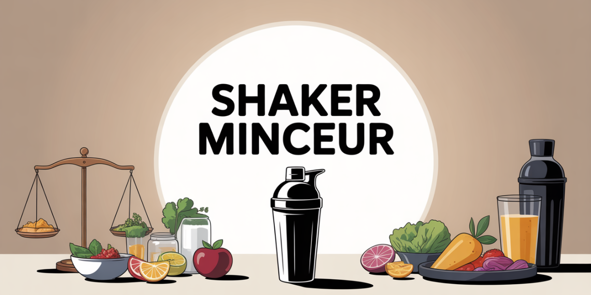 shaker minceur stylisé et aliments variés