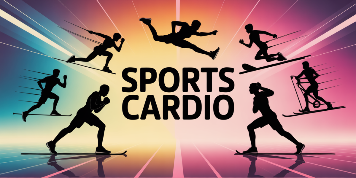 illustration sports cardio silhouettes course natation boxe ski velo