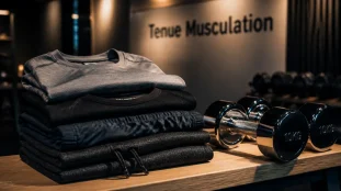 Vetement musculation pour homme : t-shirt, debardeur et short en salle de sport