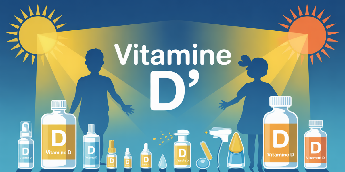 visuel flacons vitamine d silhouettes adultes enfants