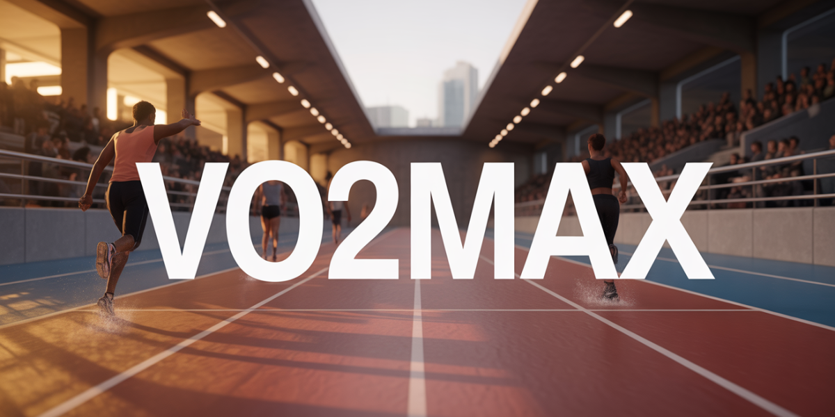VO2max piste athlétisme et chiffres digitaux silhouettes course